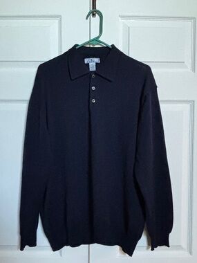 Cumran 100% Merino Wool Polo Sweater Men’s XXL Navy Made In Italy